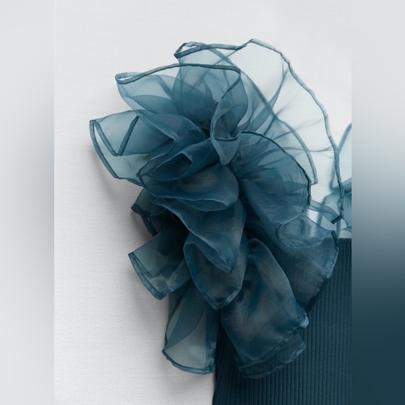 ZARA ORGANZA CROP TOP DUCK BLUE - Picture 5 of 8